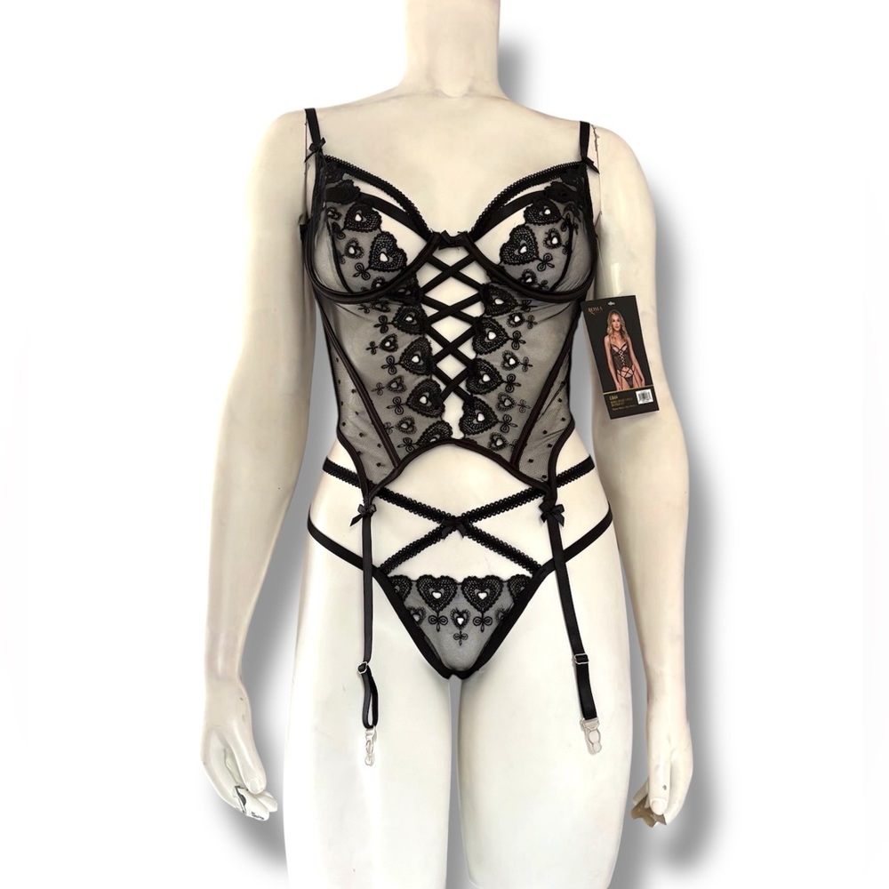 Roma | NWT’s DollsKill Y2K Corset Bra and Panty Mesh Strappy Lingerie Set
